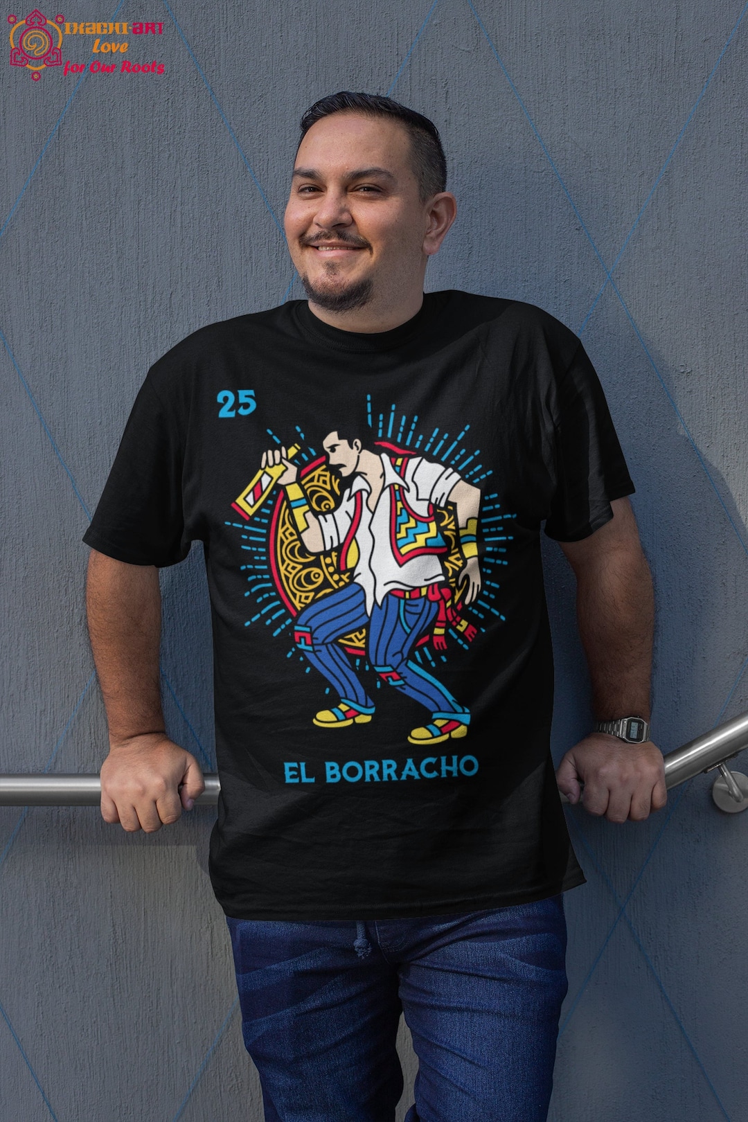 Camiseta de lotería mexicana El Borracho para hombre: idea de