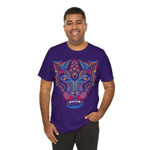 Unique Huichol Jaguar Art Mexican Vintage Graphic Plus Size Aztec T-shirt