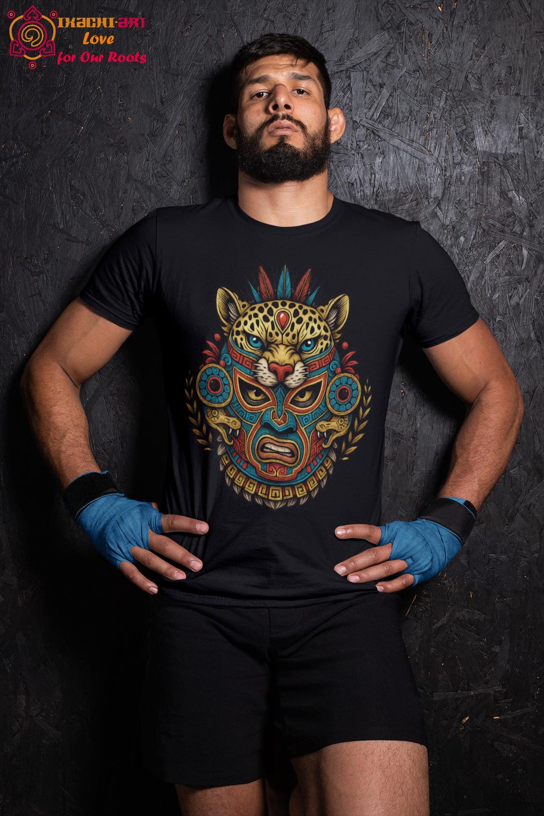Aztec Balam Jaguar Warrior Mask T-shirt: Unique Mexican Lucha Gift for ...