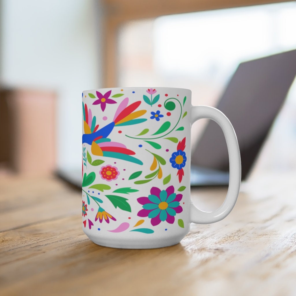 Mexican coffee mug otomi print hot chocolate mugs mexican art | Etsy