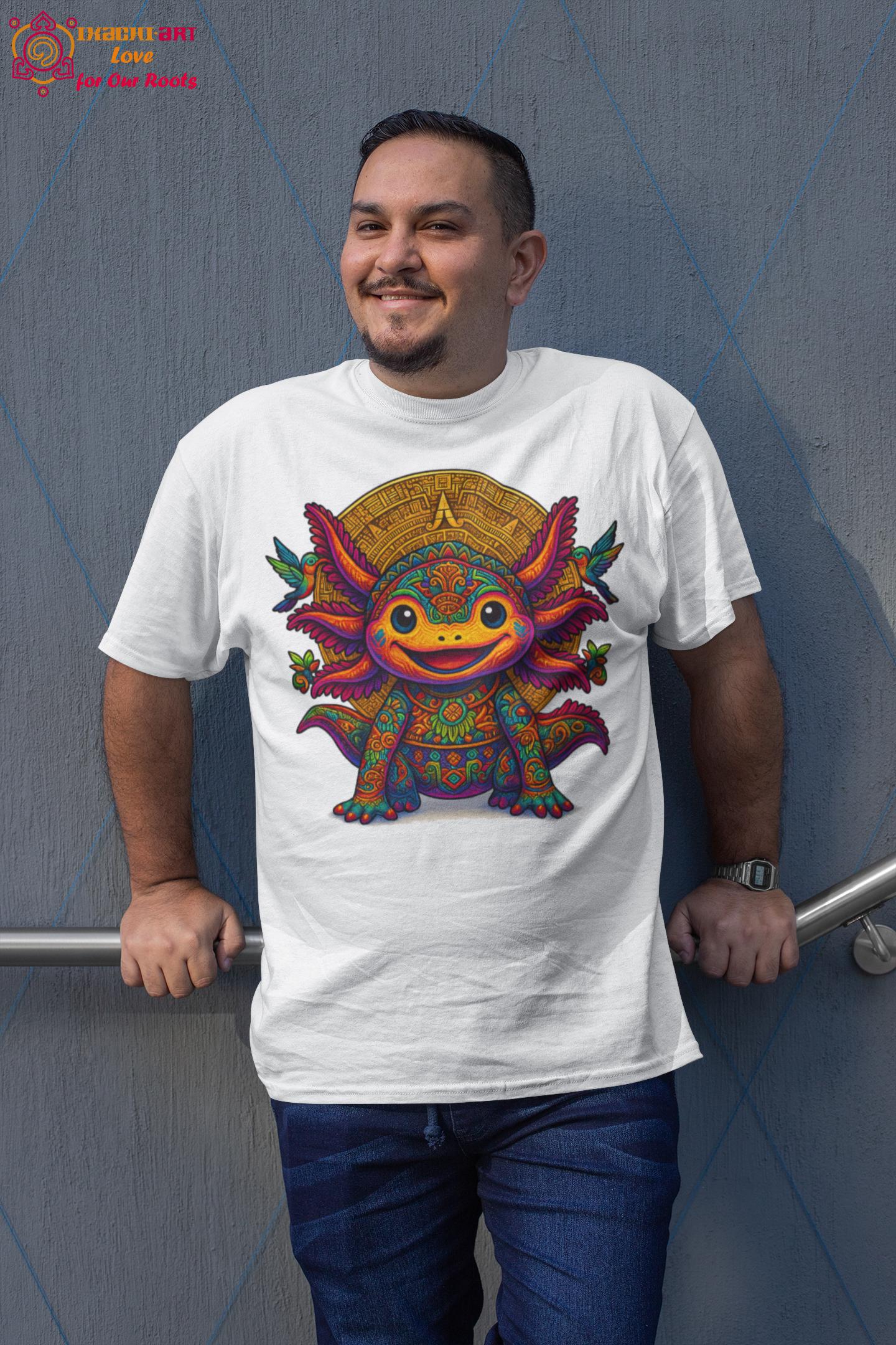 Aztec Axolotl Warrior T-shirt: Unique Mexican Mythology-inspired