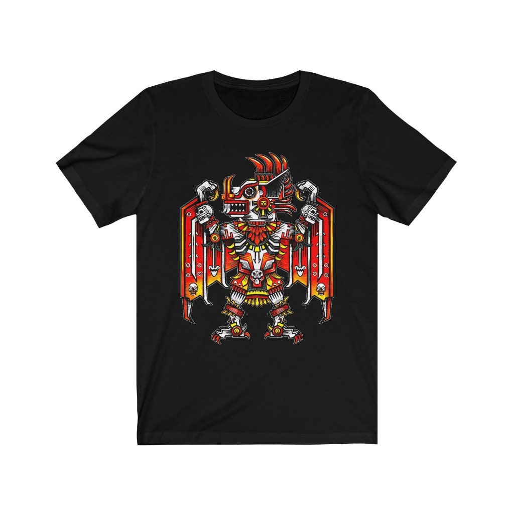 Aztec Warrior T-shirt With Camazotz Art - Men's Mexican Clothing