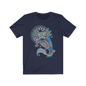 Aztec Axolotl Print Mexican T-Shirt for Men - Unique Artesanias Design