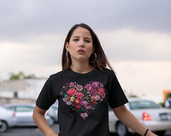 Mexican Heart Shirt for Women, Floral Blusa Mexicana Graphic Tee, Latina Gift