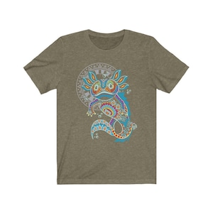 Aztec Axolotl Print Mexican T-Shirt for Men - Unique Artesanias Design