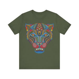 Unique Huichol Jaguar Art Mexican Vintage Graphic Plus Size Aztec T-shirt