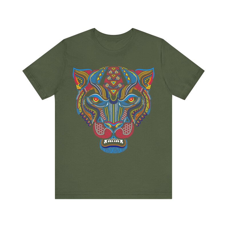 Unique Huichol Jaguar Art Mexican Vintage Graphic Plus Size Aztec T-shirt