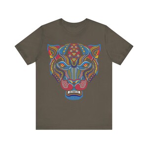 Unique Huichol Jaguar Art Mexican Vintage Graphic Plus Size Aztec T-shirt