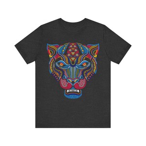 Unique Huichol Jaguar Art Mexican Vintage Graphic Plus Size Aztec T-shirt
