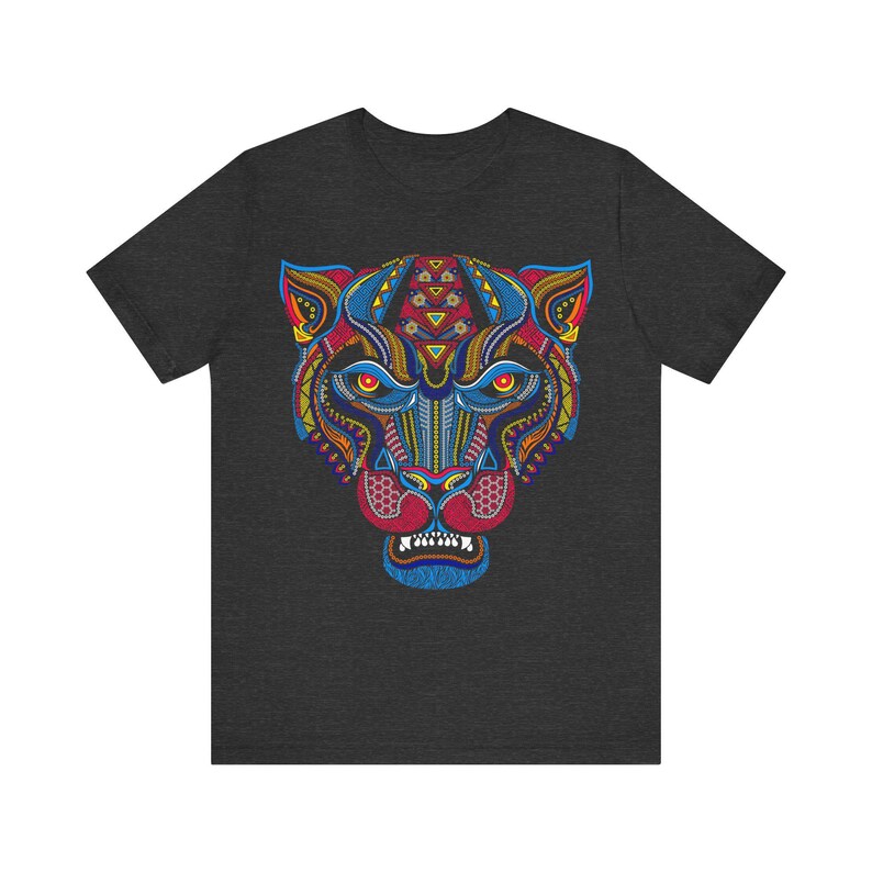 Unique Huichol Jaguar Art Mexican Vintage Graphic Plus Size Aztec T-shirt