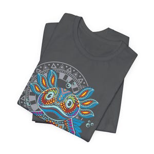 Aztec Axolotl Shirt Cotton: Handmade Multicolor Mexico Menswear