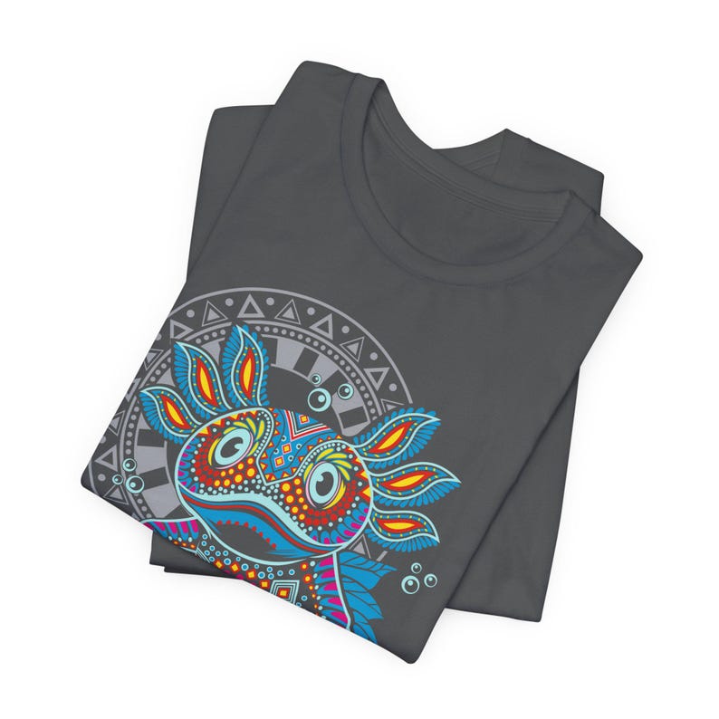 Aztec Axolotl Shirt Cotton: Handmade Multicolor Mexico Menswear