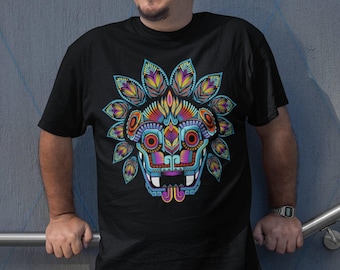 Quetzalcoatl Azteken Masken Shirt, Gefiederte Schlange Tee