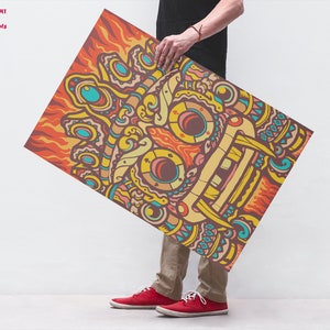 Tlaloc Aztec Art Print Mexico Poster for Home Décor and Guest Bedroom