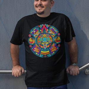 Mayan Calendar Mexican T-Shirt - Aztec Art Print Gift for Men