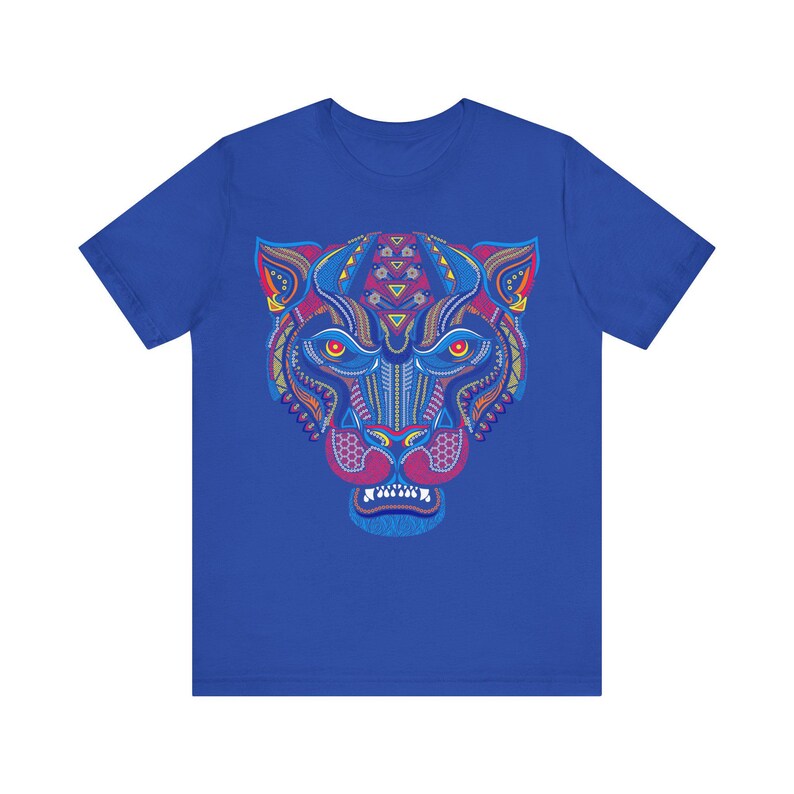 Unique Huichol Jaguar Art Mexican Vintage Graphic Plus Size Aztec T-shirt
