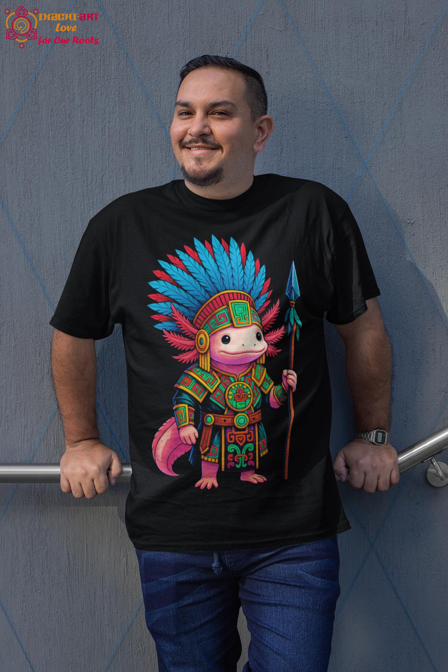 Neon Aztec Axolotl Warrior Tee: Mexican Mythology Art Shirt - Etsy