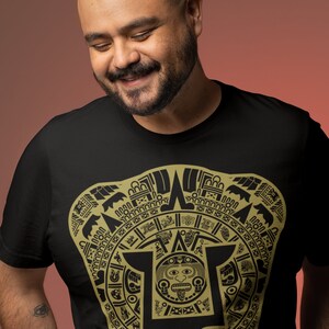 Aztec Art Print Mexican Futbol Shirt for Men - Liga MX Soccer Tee image 2