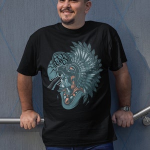 Aztec Warrior T-Shirt for Men with Mexican Art Print Gift