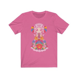 Muñecas mexicanas camiseta mexicana camisa mexicana camisa mexicana mujeres chicas mexicanas ropa arte mexicano impresión artesanias mexicanas Charity Pink