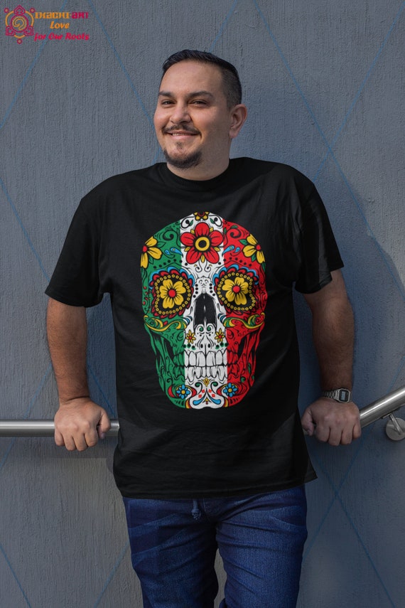 Camisa calavera mexicana linda calavera calavera cr neo arte