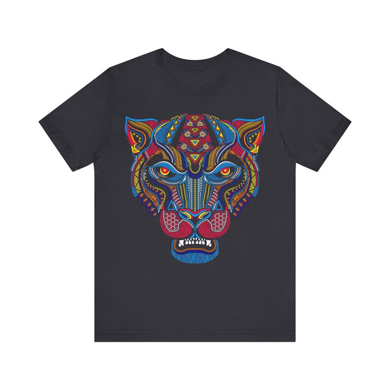 Unique Huichol Jaguar Art Mexican Vintage Graphic Plus Size Aztec T-shirt