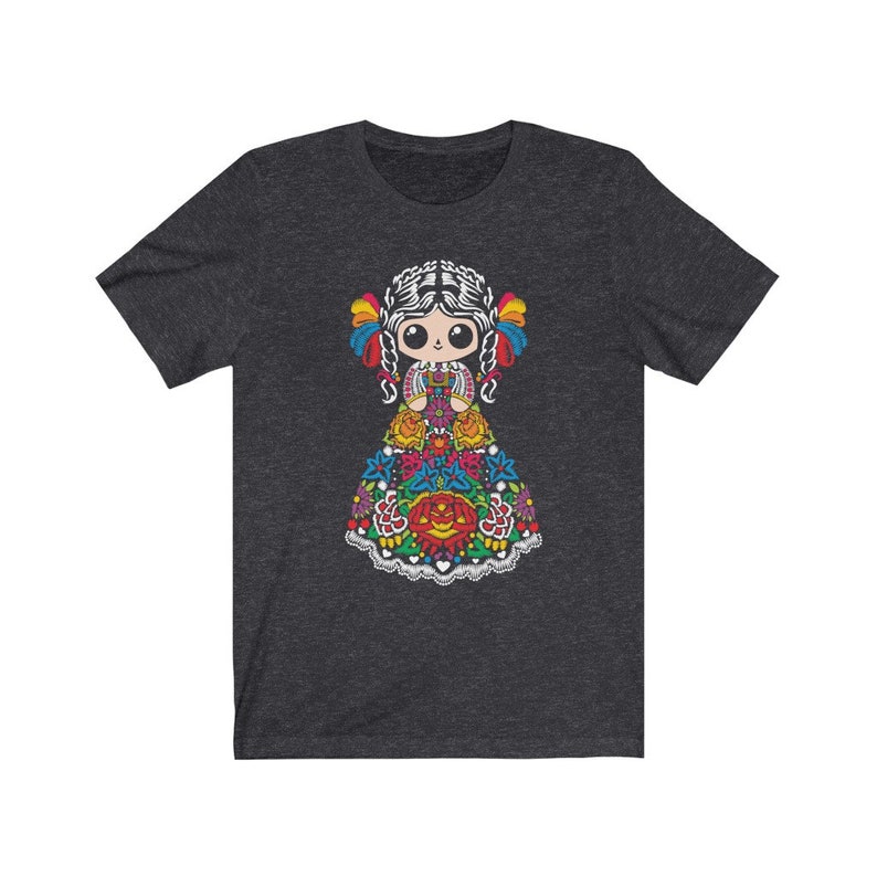 Muñecas mexicanas camiseta mexicana camisa mexicana camisa mexicana mujeres chicas mexicanas ropa arte mexicano impresión artesanias mexicanas Dark Grey Heather