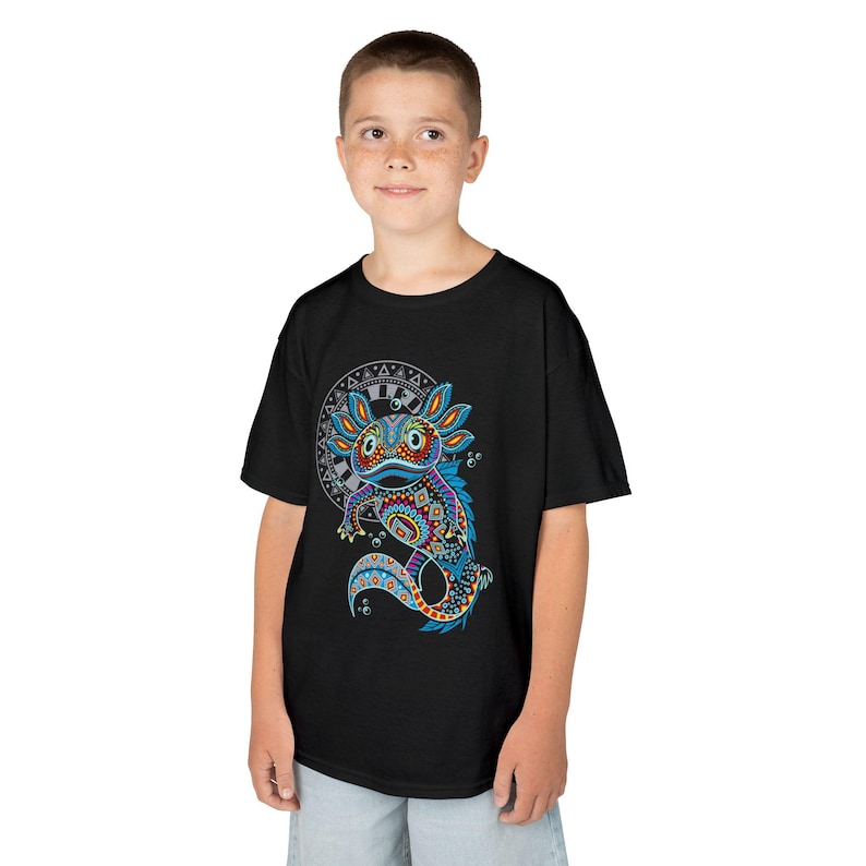 Kids Axolotl Shirt – Mexican Folk Art Ajolote Youth Graphic Tee