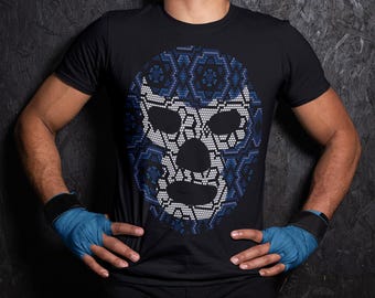 Huichol Lucha Libre Mask Men's T-Shirt, Mexican Wrestler Mask Dotwork Tee