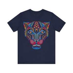 Unique Huichol Jaguar Art Mexican Vintage Graphic Plus Size Aztec T-shirt