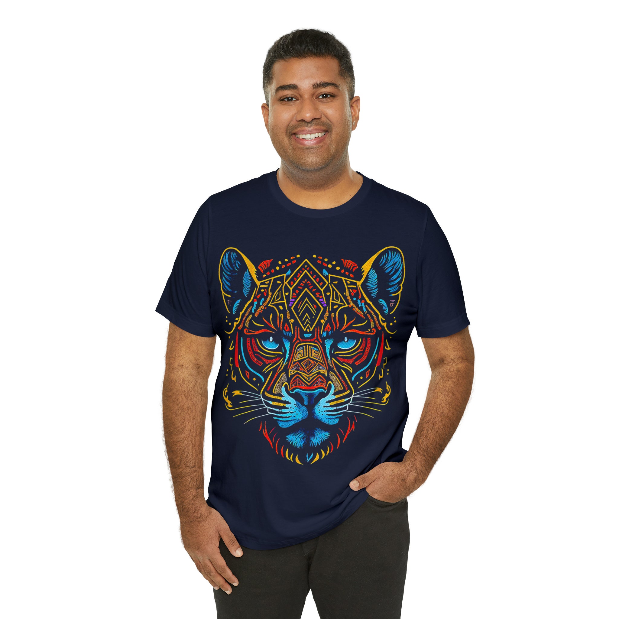 Unique Mexican Jaguar Print T-shirt: Artistic Men