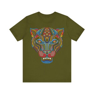Unique Huichol Jaguar Art Mexican Vintage Graphic Plus Size Aztec T-shirt