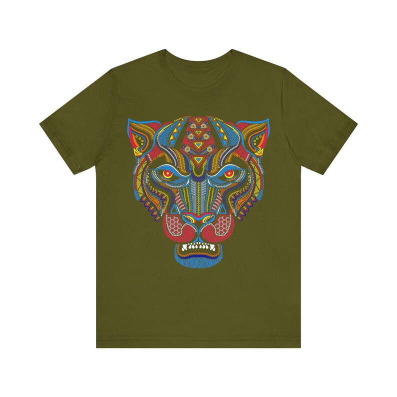 Unique Huichol Jaguar Art Mexican Vintage Graphic Plus Size Aztec T-shirt