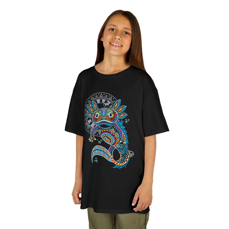 Kids Axolotl Shirt – Mexican Folk Art Ajolote Youth Graphic Tee