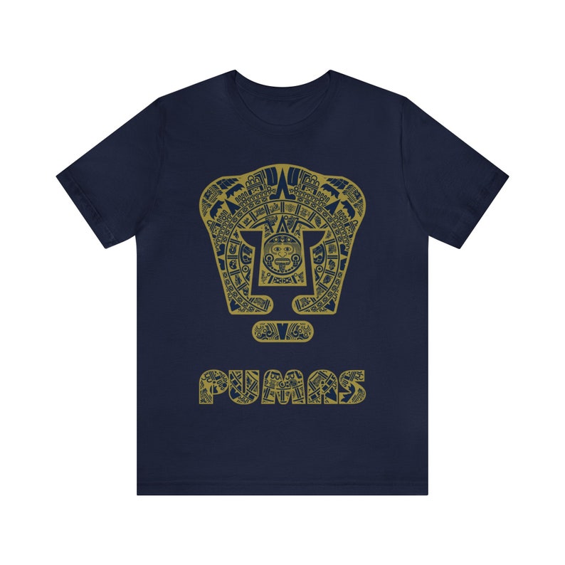 Aztec Art Print Mexican Futbol Shirt for Men - Liga MX Soccer Tee Navy