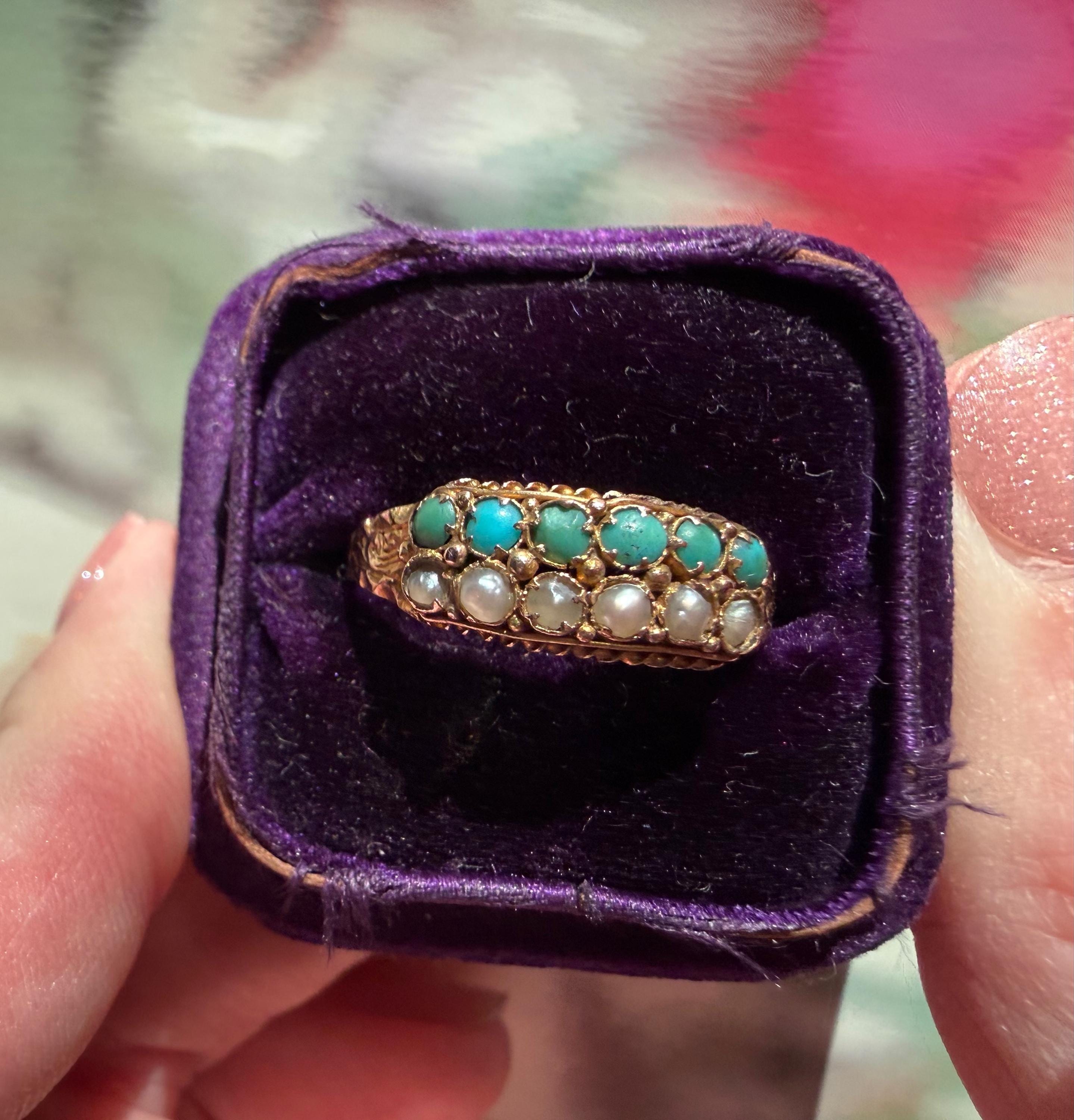 Victorian Gold Turquoise Ring - Etsy display picture 2