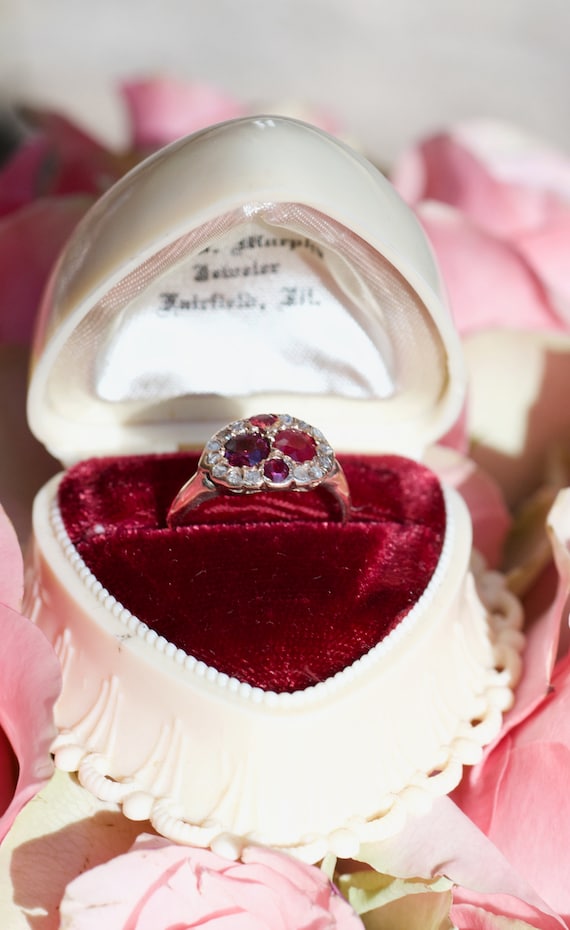 Victorian Rose Cut Ruby and Diamond Ring