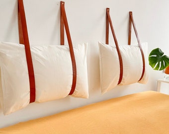 Leather Headboard Straps, Boho Headboard, Hanging Cushion Headboard, Queen Headboard, King Bed Frame, Floating Headboard, Unique Headboard