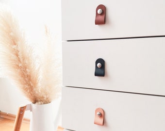 Leather Drawer Pulls, Cabinet Knobs, Leather Drawer Handles, Dresser Knobs, Leather Pulls, Kitchen Drawer Pulls, Drawer Hardware, Door pulls