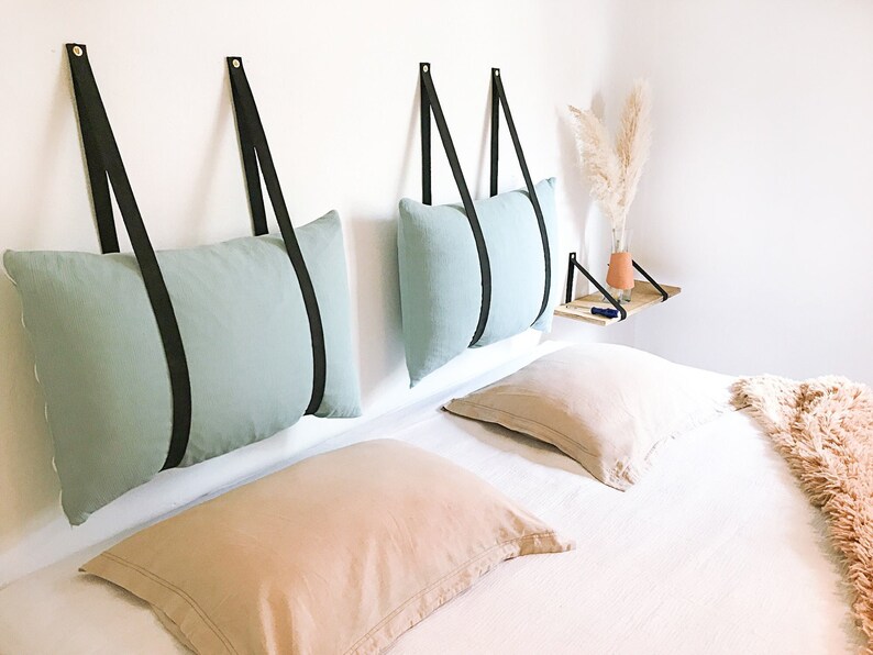 Leather Headboard Straps Boho Headboard Hanging Cushion Etsy