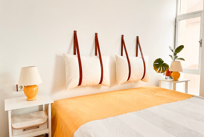 Leather Headboard Straps Boho Headboard Hanging Cushion Etsy
