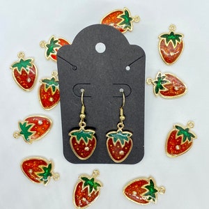 Strawberry earrings / Quirky earrings/ Fruit earrings/  Earrings/ strawberry Dangles/ Novelty earrings/ Fruit jewelry/ huggie earrings