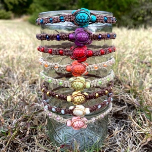 Natural Hemp Turtle Bracelet, Handcrafted Boho Beach Jewelry