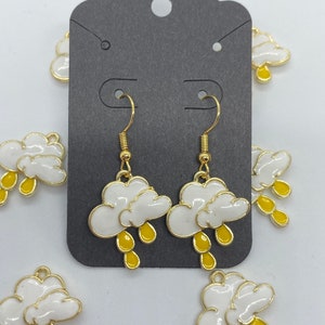 Rainy white cloud earrings, Raindrop, meteorologist jewelry, colorful, gifts for her, weather