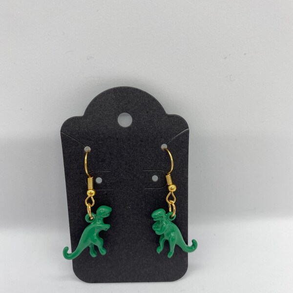 Dinosaur dangle earrings, T-rex Animal novelty earrings, Dino jewelry gifts, Quirky earrings