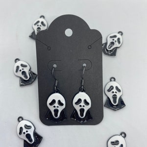 Black Scream earrings, dangles, gifts for her, fun, quirky, horror movie jewelry