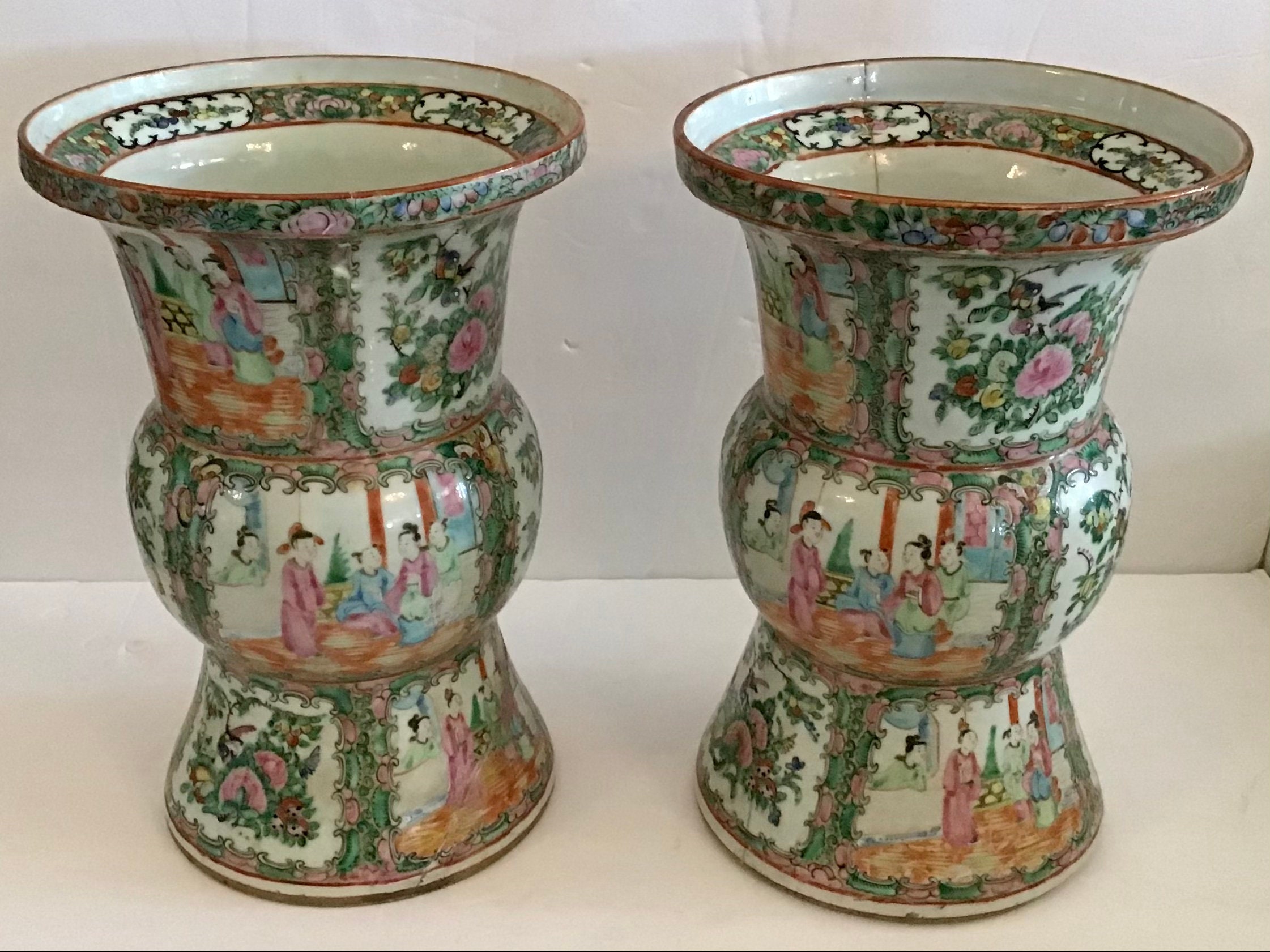 Pair of Rose Medallion Large Classic Form Vase Etsy