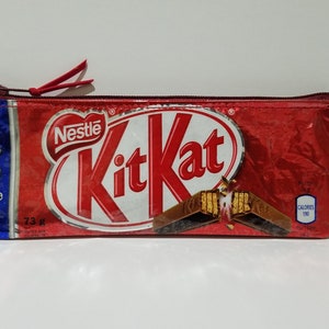 Pochette à glissière KitKat, sac à glissière recyclé, sac fait main, trousse à cosmétiques, trousse à crayons, porte-cartes, organiseur, livraison gratuite au Canada