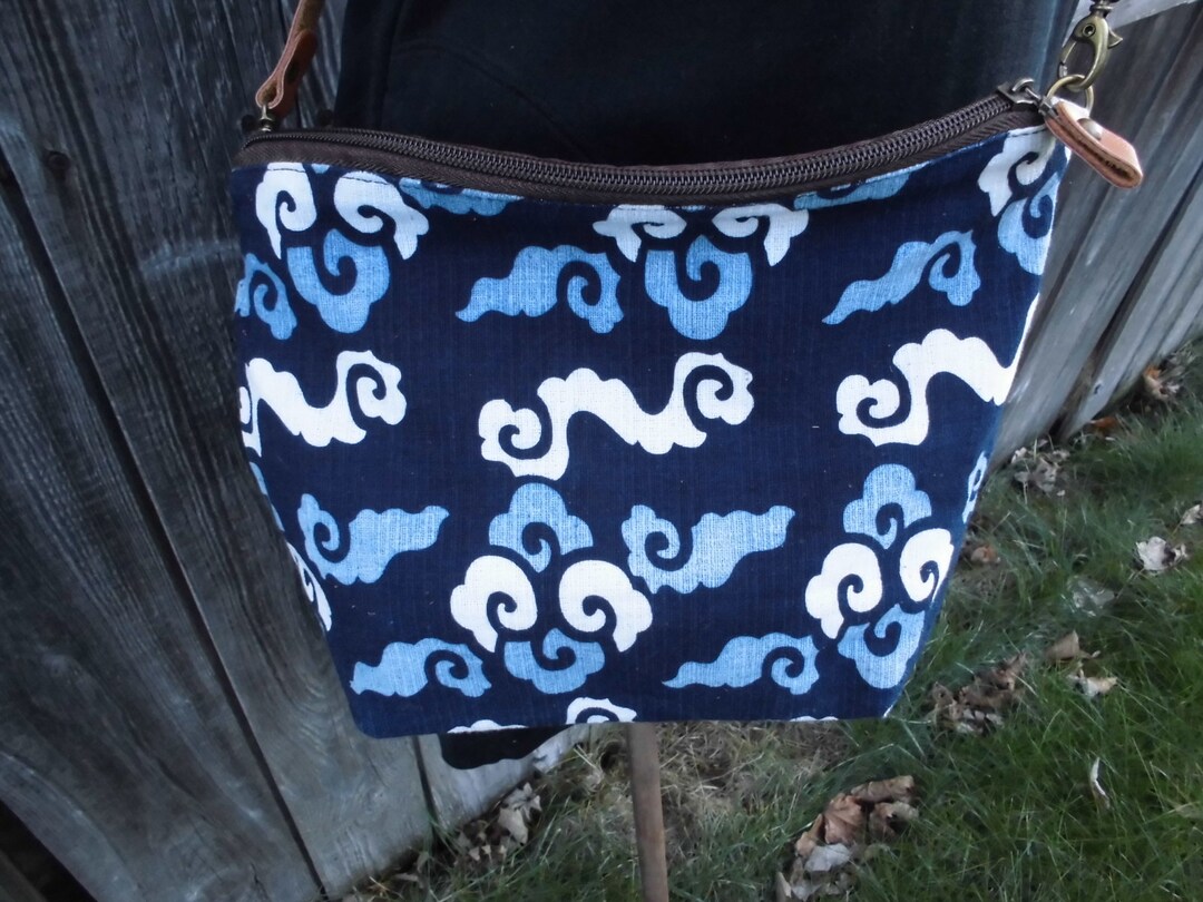 Japanese Fabric Shoulder Bag, Cross Body Bag, Day Bag, Zipper Bag