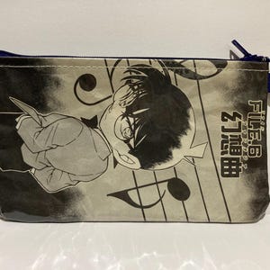 Pochette zippée recyclée Detective Conan, sac à main zippé recyclé, sac fait main, trousse à maquillage, trousse, organiseur, livraison gratuite au Canada